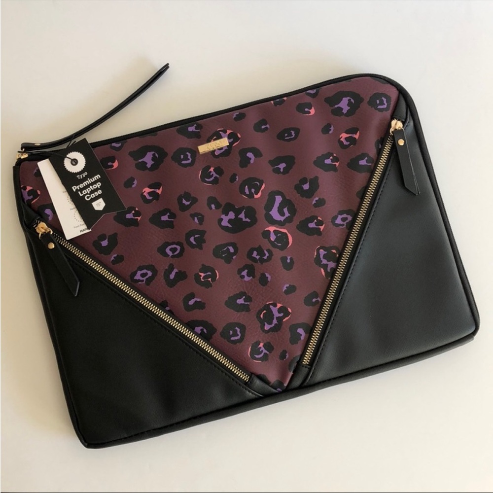 Cotton On leopard print laptop bag purple 15 inch